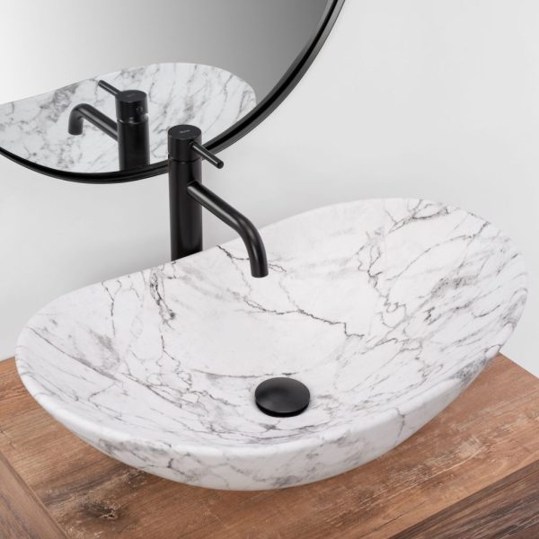 Lavoar pe blat Rea Royal 60 Statuario Marble Matt - imagine 2