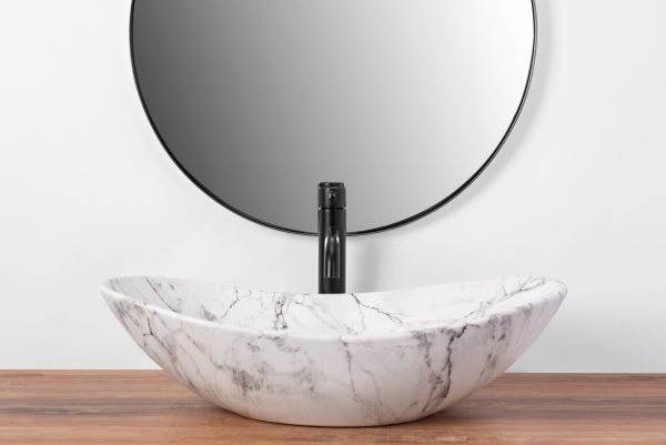 Lavoar pe blat Rea Royal 60 Statuario Marble Matt - imagine 4