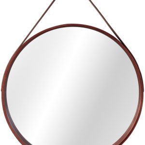 Oglinda rotunda cu rama din lemn LOFT D.Brown 50 cm