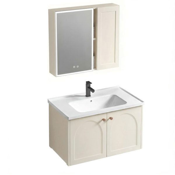 Set mobilier de baie cu lavoar Denver 60cm Creme