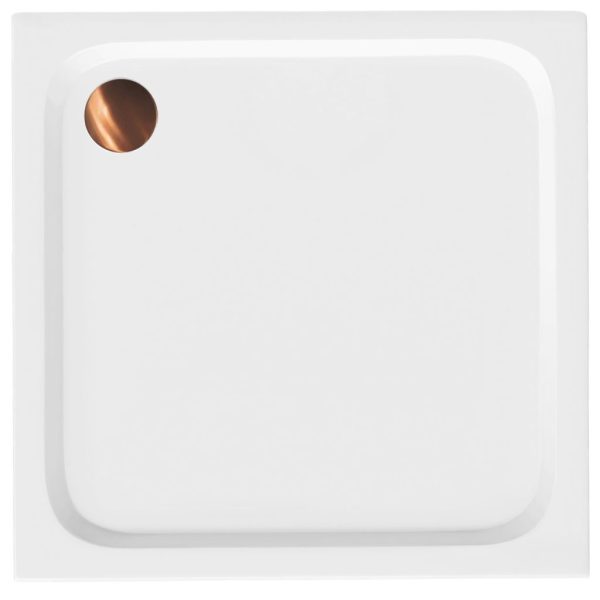 Cada pentru dus din acril Rea Belmond White 80x80 Brush Copper