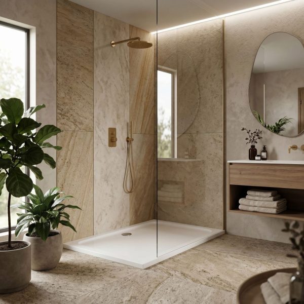 Cada pentru dus din acril Rea Belmond White 90x120 Chrome